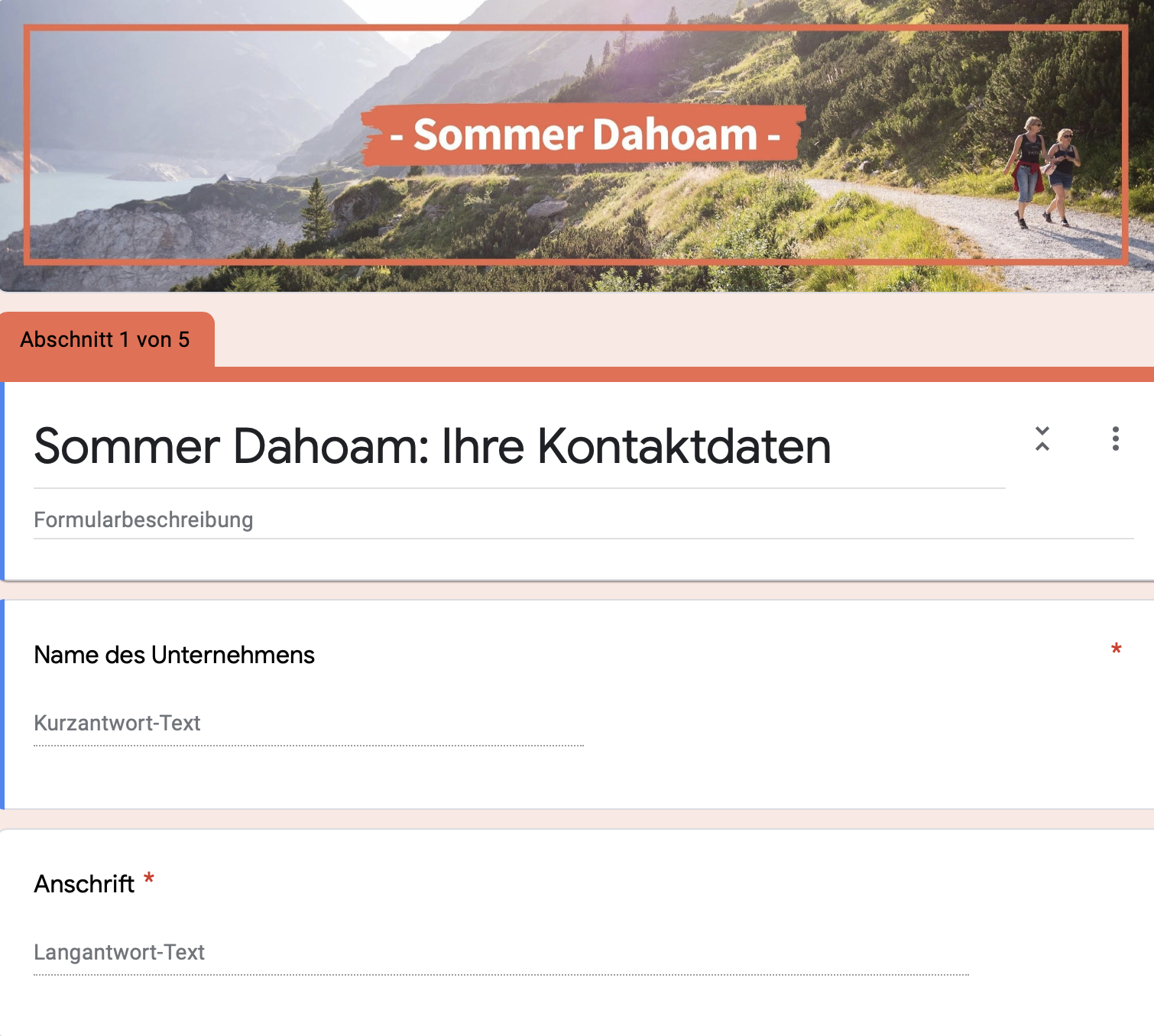 Anmeldeformular zur Kampagne "Sommer Dahoam"